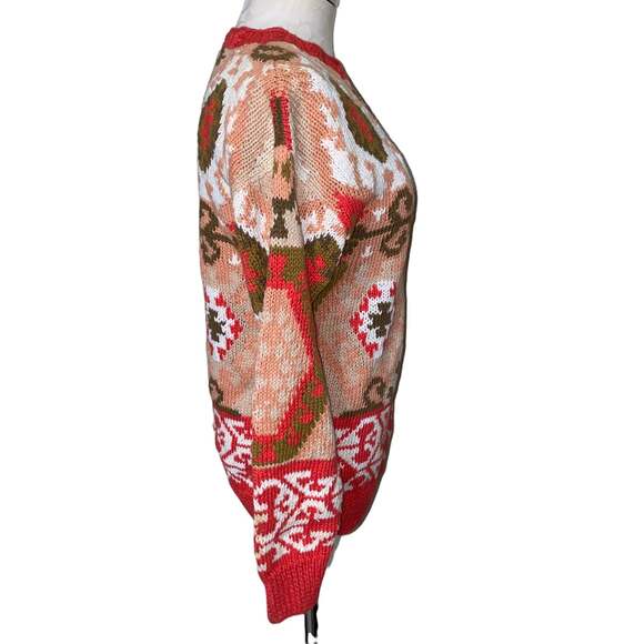 French Navy Vintage Grandpa Sweater Knit Fair Isle Pullover Crewneck size small - Picture 3 of 4